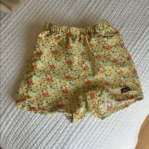Patagonia Yellow Floral Print Baggies with Multicolor Accents